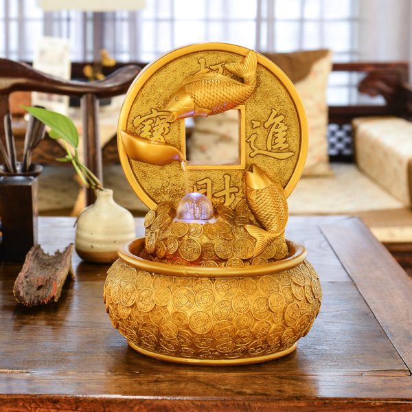 Water Fountain Feng Shui Ornaments Fish Decor Home Office Living Room Decoration - Image 2