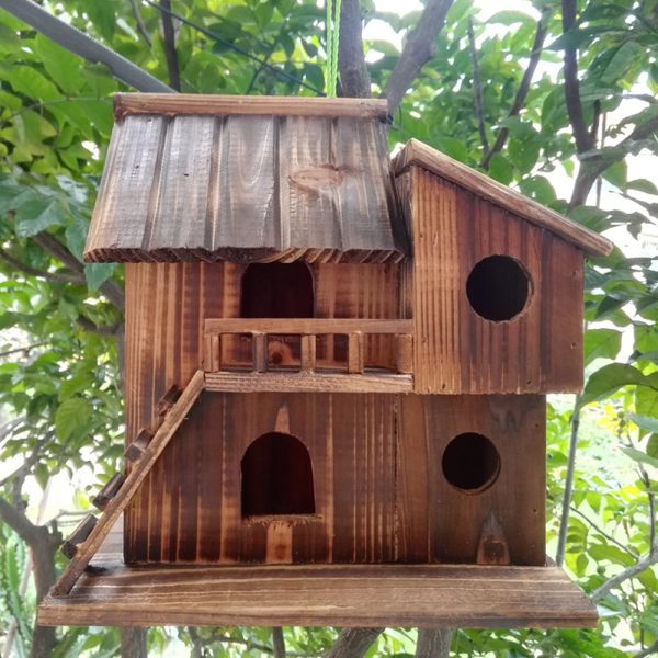 Hanging Wooden Bird Feeder DIY Assembled Garden Decoration