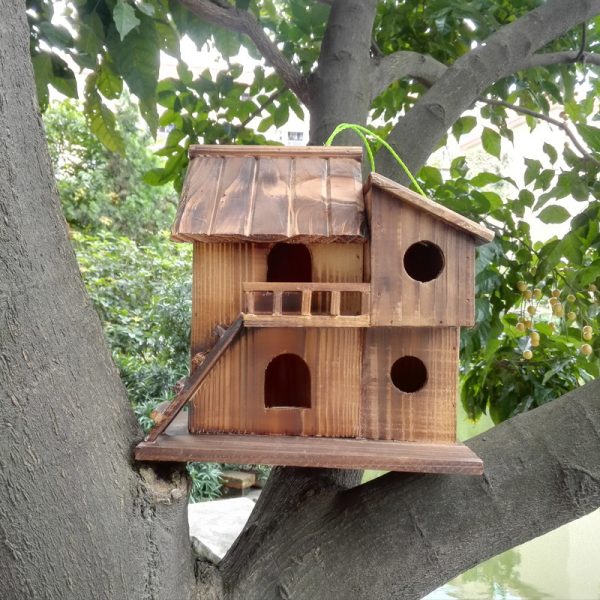 Hanging Wooden Bird Feeder DIY Assembled Garden Decoration - Image 4